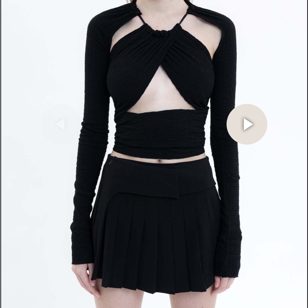 Danielle Guizio black wrap top (halter and bolero / shrug combo)